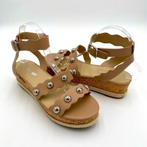 Marc Fisher Faythe Studded Cork Espadrille Platform Sandals Shoes‎ Size 10